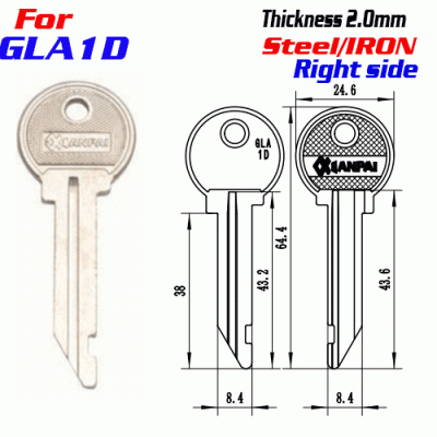 F-315 Steel Thickness 2.0mm GLA1D door key blanks Right side