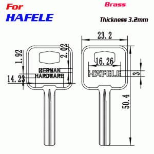 F-197 Brass Thickness 3.2mm HAFELE door key Blank