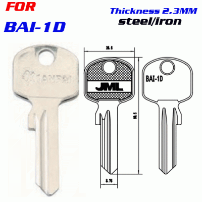 F-045 Steel Thickness2.3 mm Bai-1d door key Blanks Wholesale