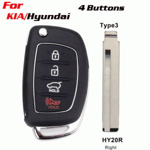 CKS-388 Flip Remote Car Key Shell Case For Hyundai 4 Buttons