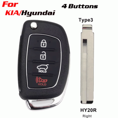 CKS-388 Flip Remote Car Key Shell Case For Hyundai 4 Buttons
