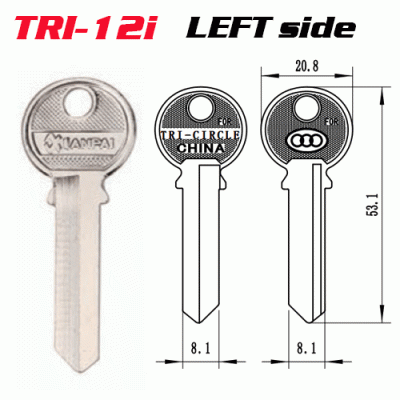 T-047 Steel Iron TRI12I door key blank left side Wholesale