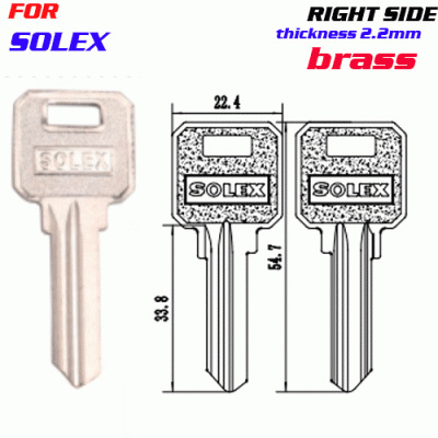 F-239 Brass Thickness 2.2mm SOLEX door key blanks Right side