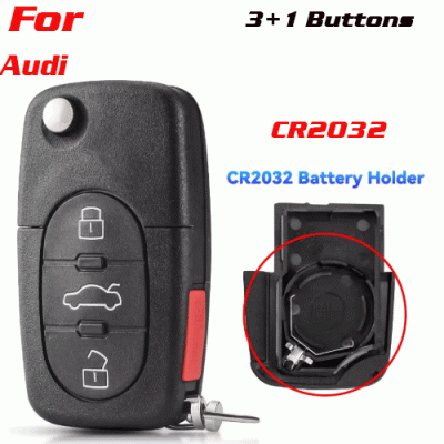 CKS-279 Flip Remote Key shel For Audi 3+1 Buttons 2032 battery