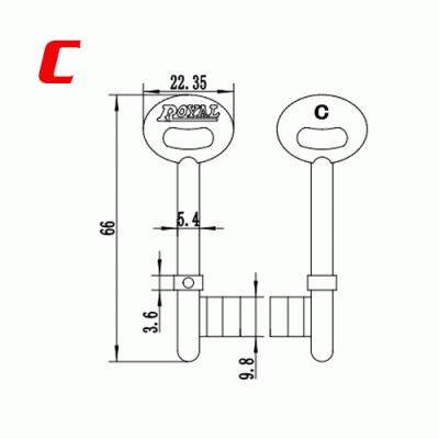S-036 ROYML C Zinc alloy key blank for door locks