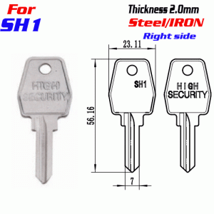 F-349 Steel Thickness 2.0mm SH1 door key blanks Right Side