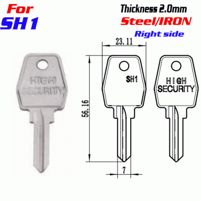 F-349 Steel Thickness 2.0mm SH1 door key blanks Right Side