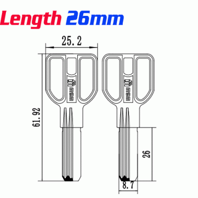 K-177 Door MSM key Blanks supplier Length 26mm