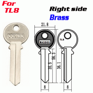 T-018 Brass TL8 key blanks for distributors Right side
