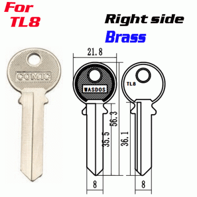T-018 Brass TL8 key blanks for distributors Right side
