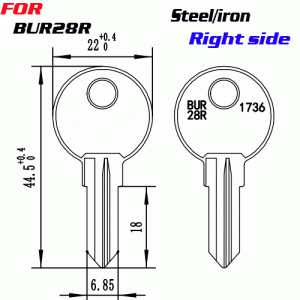 J-074 Steel /iron BUR28R KEY BLANKS Right
