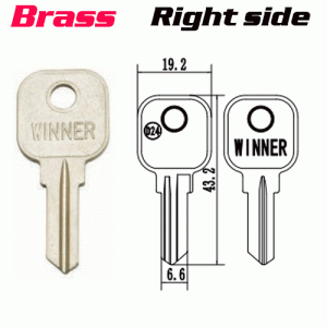 Y-019d Brass Desk FOR Winner LOCK key blanks Right side