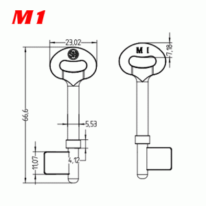 S-011 M1 Zinc alloy key blank for door locks