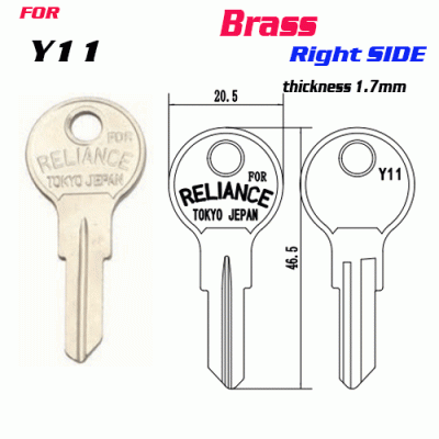 F-127 Brass Thickness 1.7mm Y11 door key Blank Right SIDE