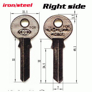 T-049 Iron door key blank Right side Wholesale H-224