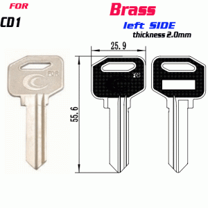 F-158 Brass Thickness 2.0mm CD1 door key Blank LEFT SIDE