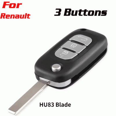 CKS-304 Car Key Case 3 Buttons For Renault HU83 Key Blade