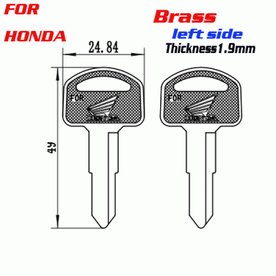 F-217 Brass Thickness 1.9mm Honda door key Blank RIGHT side