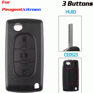 CKS-421 3 Buttons Remote Car Key Shell For Peugeot HU83