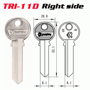 T-046 Steel Iron TRI11D door key blank Right side Wholesale
