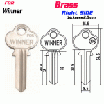 F-162 BRASS Thickness 2.0mm Winner door key Blank Right SIDE