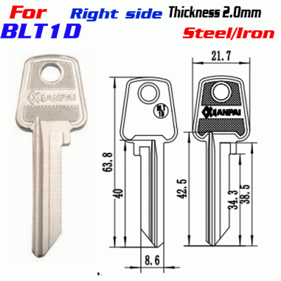 F-299 Steel Thickness 2.0mm BLT1d door key blanks Right SIDE
