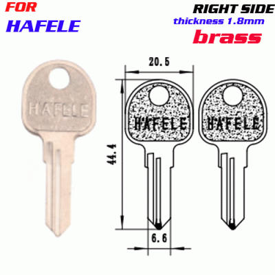 F-238 Brass Thickness 1.8mm HAFELE door key blanks Right side