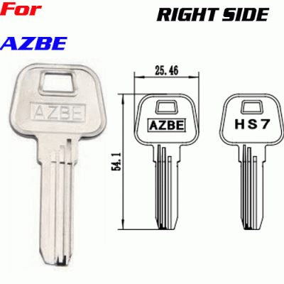 K-193 AZBE nickel plated key blanks supplier Right side