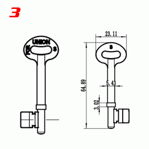 S-012 3 Zinc alloy key blank for door locks