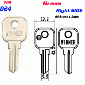 F-121 BRASS Thickness 1.8mm D24 door key Blank Right SIDE