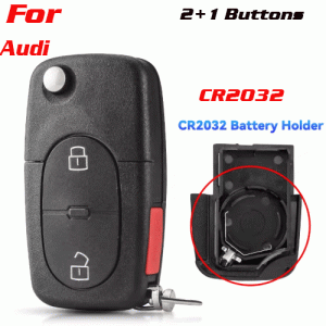 CKS-278 Flip Remote Key shel For Audi 2+1 Buttons 2032 battery