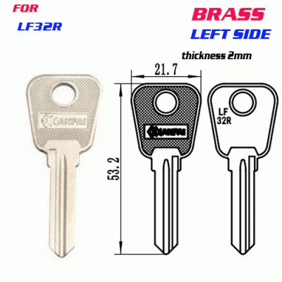 F-098 Brass Thickness 2mm LF32R door key Blanks left side