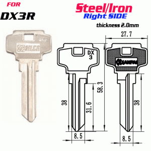 F-137 Steel Thickness 2mm DX3R door key Blank Right SIDE