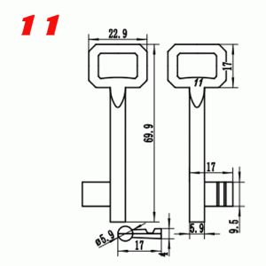 S-050 11 Zinc alloy key blank for door locks