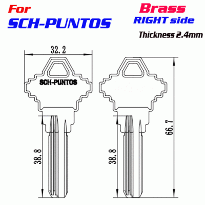 K-287 Brass Thickness 2.4mm SCH-PUNTOS key Blanks Right side