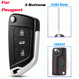 CKS-447 Modified Car Key Case For Peugeot 3 Buttons HU83 blade
