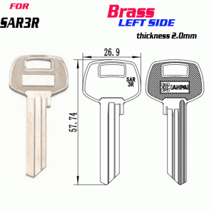 F-143 Brass Thickness 2mm SAR3R door key Blank left SIDE