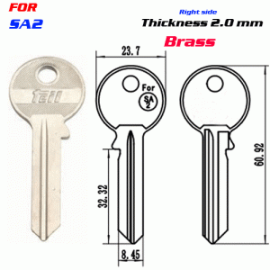 F-080 Brass Thickness 2.0mm SA2 door key Blanks