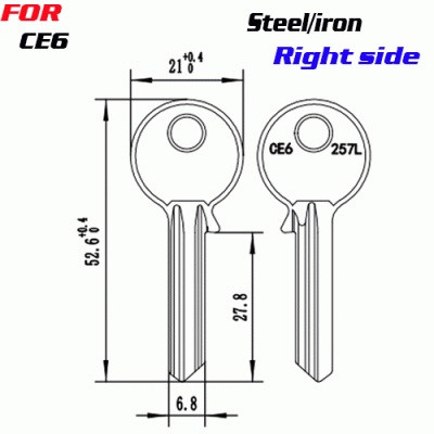 J-079 Steel /iron CE6 KEY BLANKS Right Side