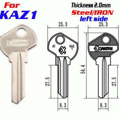 F-320 Steel Thickness 2.0mm KAZ1 door key blanks left side