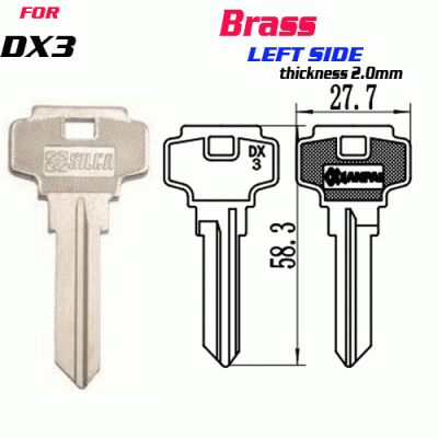F-135 Brass Thickness 2mm DX3 door key Blank LEFT SIDE