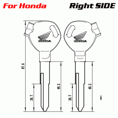 Z-029A Factory-Direct Honda Motorcycle Key Blank Right side