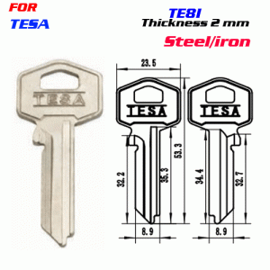 F-066 Steel Iron Thickness 2.0 mm TE8i door key Blanks