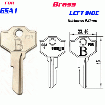 F-120 BRASS Thickness 2.0mm GSA1 door key Blank left SIDE