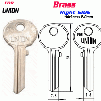 F-159 Brass Thickness 2.0mm UNION door key Blank Right SIDE