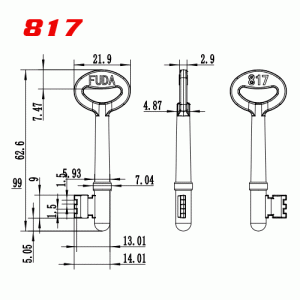 S-031 Number 817 Zinc alloy key blank for door locks