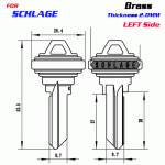 F-235 Brass Thickness 2.0mm SCHLAGE door key blanks LEFT side