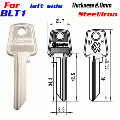 F-298 Steel Thickness 2.0mm BLT1 door key blanks left SIDE
