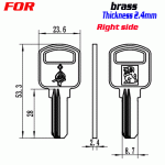 F-281 Brass Thickness 2.4mm door key blanks Right side