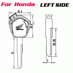Z-030A Factory-Direct Honda Motorcycle Key Blank Left side